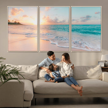 89767-MGV-CV-36X24-Ocean Sunset Wall Art – Serene Beach Canvas Print with Pastel Sky and Waves, Coastal Seascape Artwork for Bedroom, Living Room, or