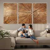 61710-MGV-FC-60X30-3P_Natural-Tree Rings Wall Art – Rustic Wood Grain Canvas Print of Tree Trunk Cross Section, Nature Inspired Decor for Cabin, Office, Living