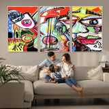 37796-MGV-FC-60X30-3P_Natural-Picasso Style Wall Art Canvas Print, Framed Picasso Art Picture Print, Picasso Cubism Perfect Modern Abstract Decor Artwork