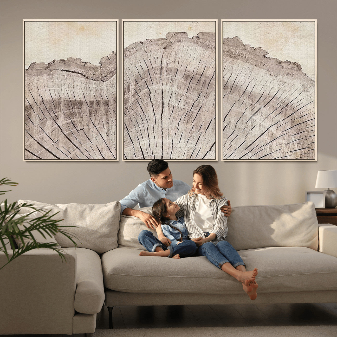 67528-MGV-CV-36X24-Wood Ring Wall Art Canvas Print, Framed Tree Ring Art Picture Print, Rustic Tree Ring Perfect Neutral Boho Decor Artwork