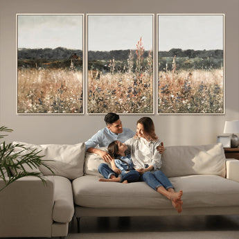 46308-MGV-CV-36X24-Wildflower Field Wall Art – Rustic Meadow Landscape Canvas Print, Country Nature Decor for Living Room, Bedroom or Farmhouse