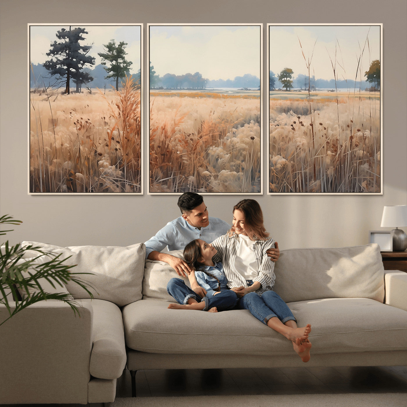 98822-MGV-CV-36X24-Autumn Meadow Wall Art – Tranquil Grassland Landscape Canvas Print, Rustic Country Decor for Living Room, Bedroom or Farmhouse