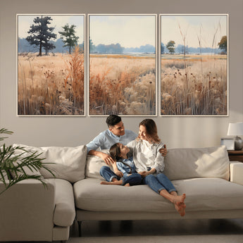 98822-MGV-CV-36X24-Autumn Meadow Wall Art – Tranquil Grassland Landscape Canvas Print, Rustic Country Decor for Living Room, Bedroom or Farmhouse