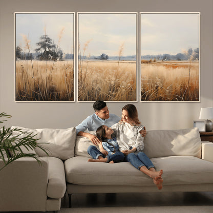 38193-MGV-CV-36X24-Golden Meadow Wall Art – Serene Grassland Landscape Canvas Print, Rustic Nature Decor for Bedroom, Living Room or Farmhouse