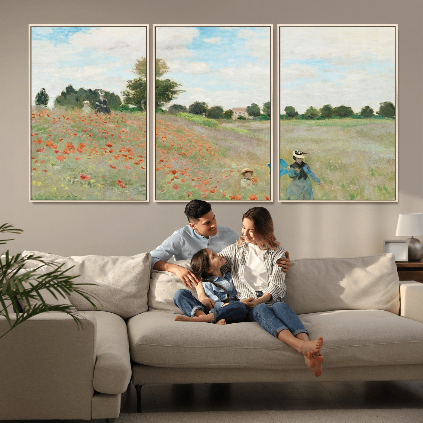 74890-MGV-CV-36X24-Monet Poppy Field Wall Art – Impressionist Landscape Canvas Print, Classic French Artwork for Living Room, Bedroom or Office Decor