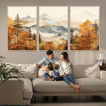 72950-MGV-CV-36X24-Autumn Mountain Forest Wall Art – Golden Fall Landscape Canvas Print, Nature-Inspired Home Decor for Living Room, Bedroom or