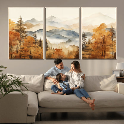 72950-MGV-CV-36X24-Autumn Mountain Forest Wall Art – Golden Fall Landscape Canvas Print, Nature-Inspired Home Decor for Living Room, Bedroom or