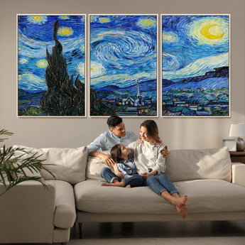 39177-MGV-CV-36X24-Starry Night Wall Art – Vincent van Gogh Famous Painting Canvas Print, Timeless Starry Sky Decor for Living Room, Bedroom or