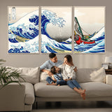 19450-MGV-CV-36X24-Great Wave Adventure Wall Art – Japanese Style Ocean Canvas Print, Fantasy Sailing Decor for Living Room, Bedroom or Office