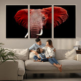 14788-MGV-CV-36X24-Red Elephant Wall Art – Bold Wildlife Canvas Print, African Safari Animal Decor for Living Room, Bedroom or Office
