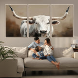 61423-MGV-CV-36X24-Longhorn Bull Wall Art – Rustic Western Texas Steer Canvas Print, Cowboy Farmhouse Decor for Living Room, Bedroom, Office or Ranch