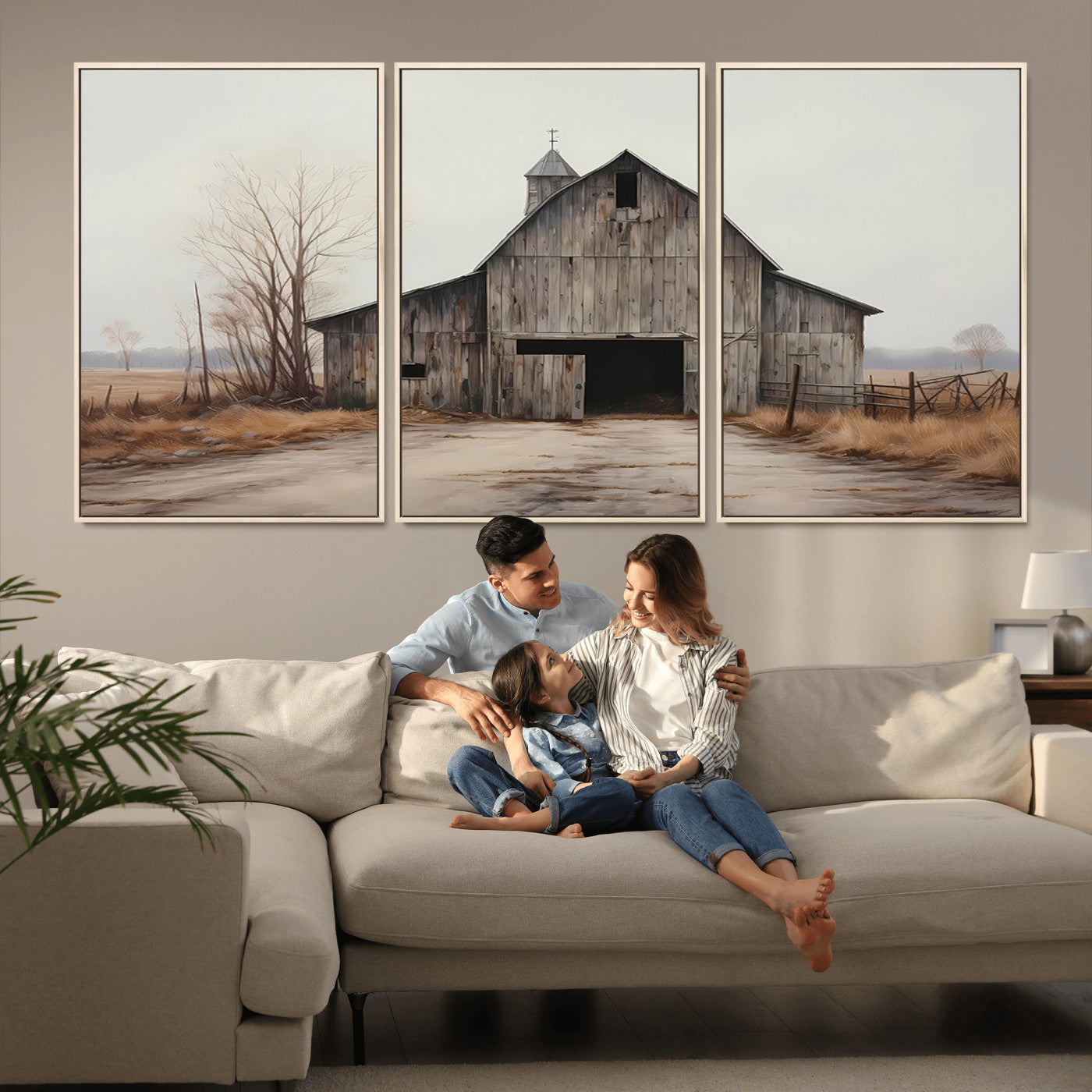 11602-MGV-CV-36X24-Old Barn Wall Art Canvas Print, Framed Rustic Barn Art Picture Print, Old Farmhouse Perfect Rustic Farmhouse Decor Artwork