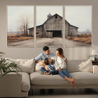 11602-MGV-CV-36X24-Old Barn Wall Art Canvas Print, Framed Rustic Barn Art Picture Print, Old Farmhouse Perfect Rustic Farmhouse Decor Artwork