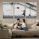 50559-MGV-CV-36X24-Banksy Girl with Balloon Wall Art – Famous Street Graffiti Canvas Print, Modern Urban Artwork for Living Room, Bedroom or Office