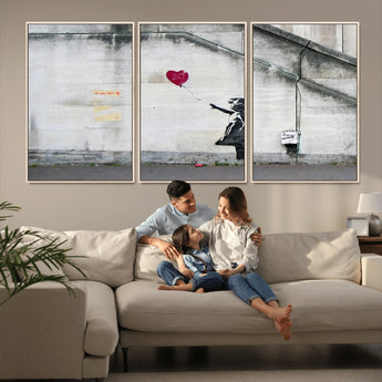50559-MGV-CV-36X24-Banksy Girl with Balloon Wall Art – Famous Street Graffiti Canvas Print, Modern Urban Artwork for Living Room, Bedroom or Office