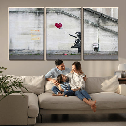 50559-MGV-CV-36X24-Banksy Girl with Balloon Wall Art – Famous Street Graffiti Canvas Print, Modern Urban Artwork for Living Room, Bedroom or Office
