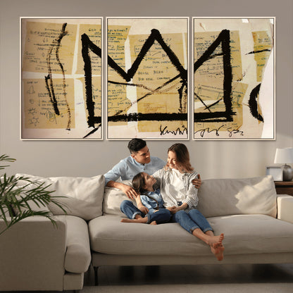 37215-MGV-CV-36X24-Abstract Crown Wall Art – Urban Graffiti Style Canvas Print Modern Street Art Design, Bold Contemporary Decor for Living Room,