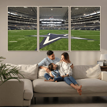 14834-MGV-FC-60X30-3P_Natural-Dallas Att Stadium Wall Art Canvas Print, Framed Texas NFL Stadium Art Picture Print, American Football Stadium Perfect Sports