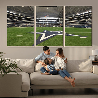 14834-MGV-FC-60X30-3P_Natural-Dallas Att Stadium Wall Art Canvas Print, Framed Texas NFL Stadium Art Picture Print, American Football Stadium Perfect Sports