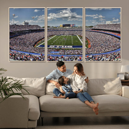 76491-MGV-FC-60X30-3P_Natural-Buffalo Bills Stadium Wall Art Canvas Print, Framed Bills Stadium Art Picture Print, Highmark Stadium Perfect Sport Room Decor