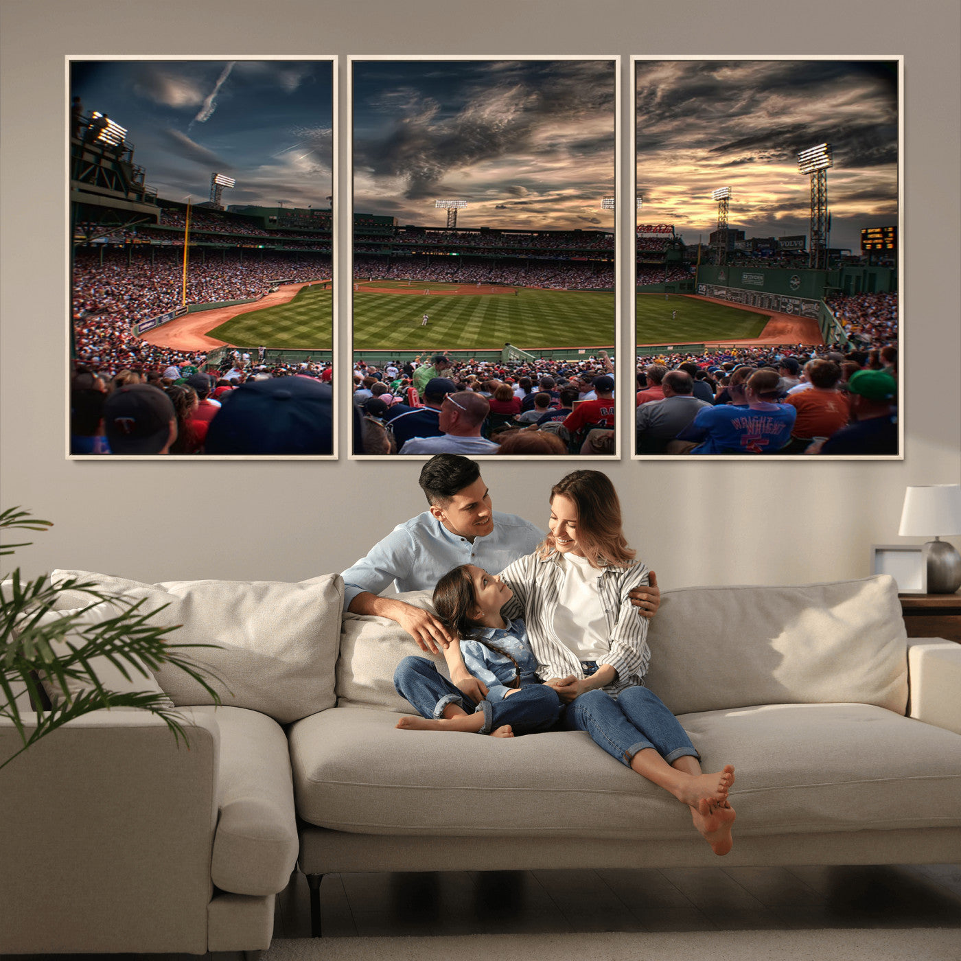 53432-MGV-CV-36X24-Fenway Park Stadium Wall Art Canvas Print, Framed Boston Baseball Stadium Art Picture Print, Massachusetts Fenway Park Perfect