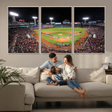 47365-MGV-CV-36X24-Fenway Park Stadium Wall Art Canvas Print, Framed Boston Baseball Stadium Art Picture Print, MLB Stadium Field Perfect Sport Room