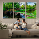 57655-MGV-CV-36X24-Golf Course Wall Art – Canvas Print Scenic Green Fairway Stone Bridge Water Reflection Landscape, Classic Sports Decor for Office,