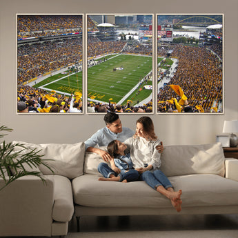 51419-MGV-CV-36X24-Heinz Field Wall Art Canvas Print, Framed Pittsburgh Stadium Field Art Picture Print, Heinz Stadium Field Perfect Sports Room