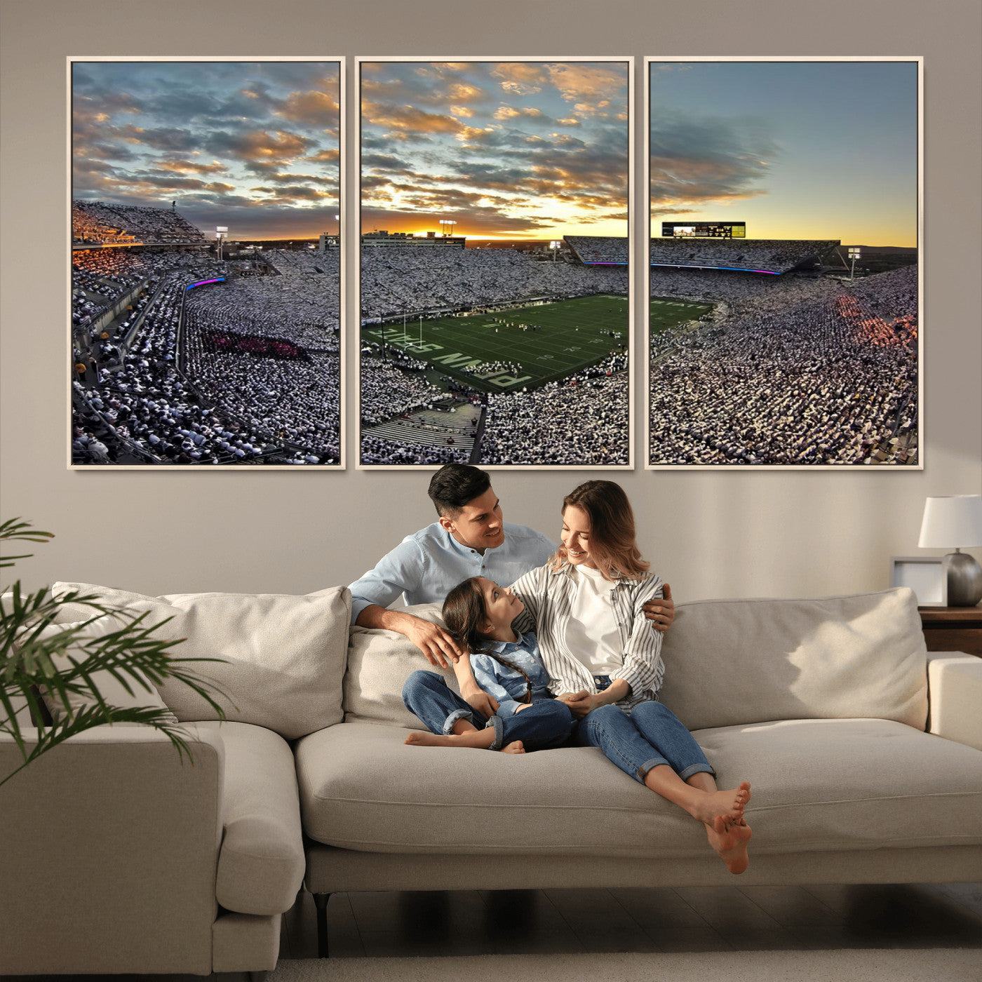 38807-MGV-CV-36X24-Beaver Stadium Wall Art Canvas Print, Framed Beaver Stadium Field Art Picture Print, Football Stadium Perfect Sport Room Decor
