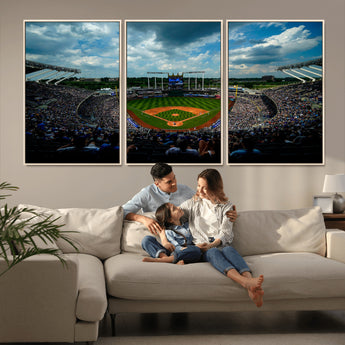 37127-MGV-CV-36X24-Kauffman Stadium Wall Art Canvas Print, Framed Kansas City Royals Field Art Picture Print, Baseball Stadium Perfect Sport Room