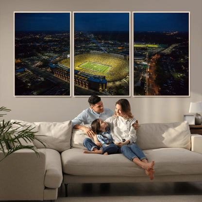 52519-MGV-CV-36X24-Michigan Football Stadium Wall Art Canvas Print, Framed Michigan Stadium Art Picture Print, Michigan Wolverines Field Perfect