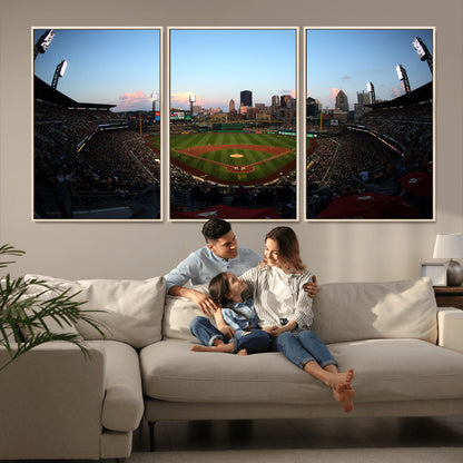67670-MGV-FC-60X30-3P_Natural-PNC Park Stadium Wall Art Canvas Print, Framed Pittsburgh Pirates Stadium Art Picture Print, PNC Park Field Perfect Sport Room