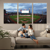 44631-MGV-FC-60X30-3P_Natural-Oracle Park Stadium Wall Art Canvas Print, Framed San Francisco Giants Art Picture Print, Giants Stadium Field Perfect Sports Room