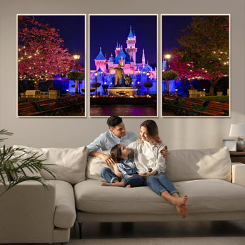 79435-MGV-CV-36X24-Disney Castle Wall Art Canvas Print, Framed Magic Kingdom Art Picture Print, Disney World Perfect Child Room Decor Artwork