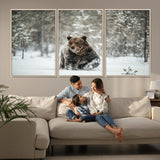 43350-MGV-CV-36X24-Wild Bear in Snow Wall Art – Majestic Wildlife Photography Print, Winter Forest Nature Decor for Cabin, Lodge, Rustic Home,