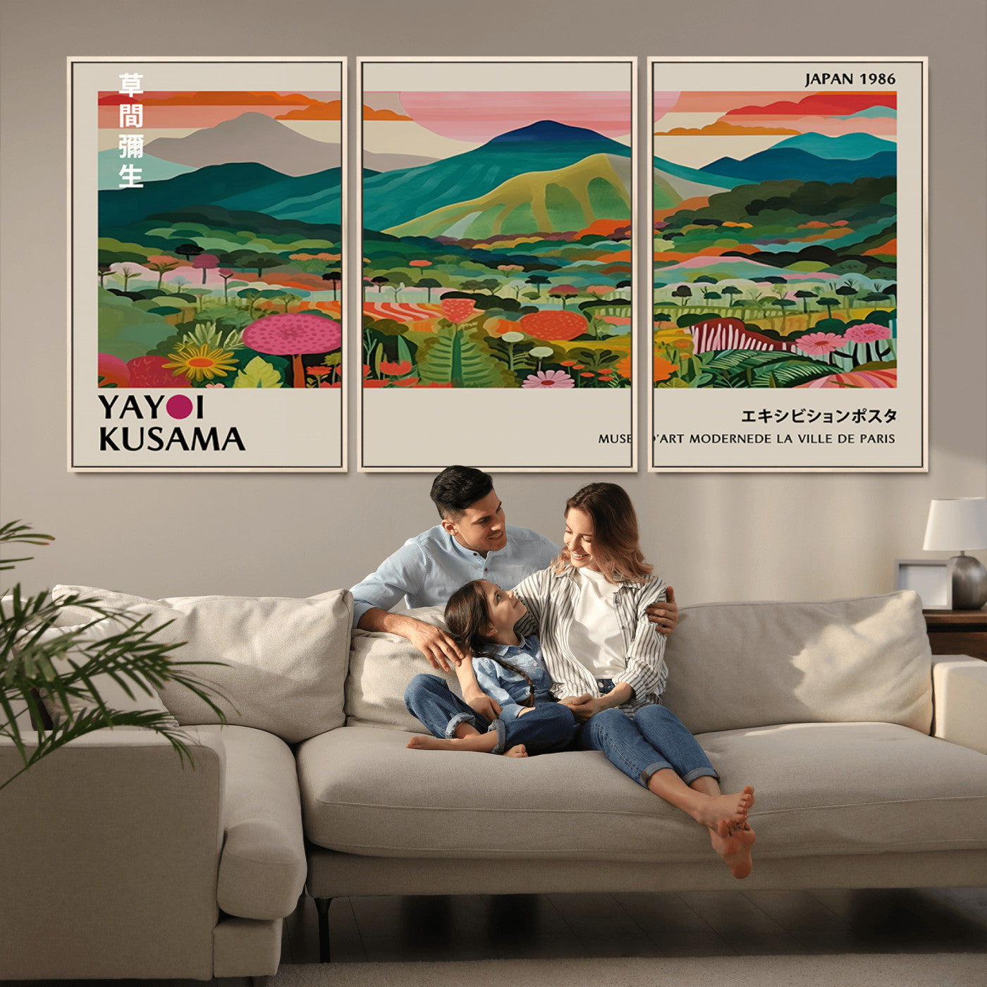 54215-MGV-CV-36X24-Yayoi Kusama Wall Art – Panoramic Japanese Landscape Canvas Print, Modern Abstract Nature Decor for Office, Bedroom or Living Room