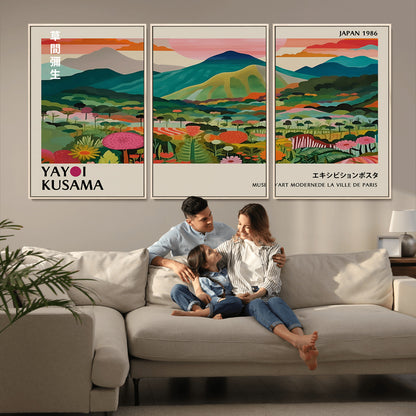 54215-MGV-CV-36X24-Yayoi Kusama Wall Art – Panoramic Japanese Landscape Canvas Print, Modern Abstract Nature Decor for Office, Bedroom or Living Room