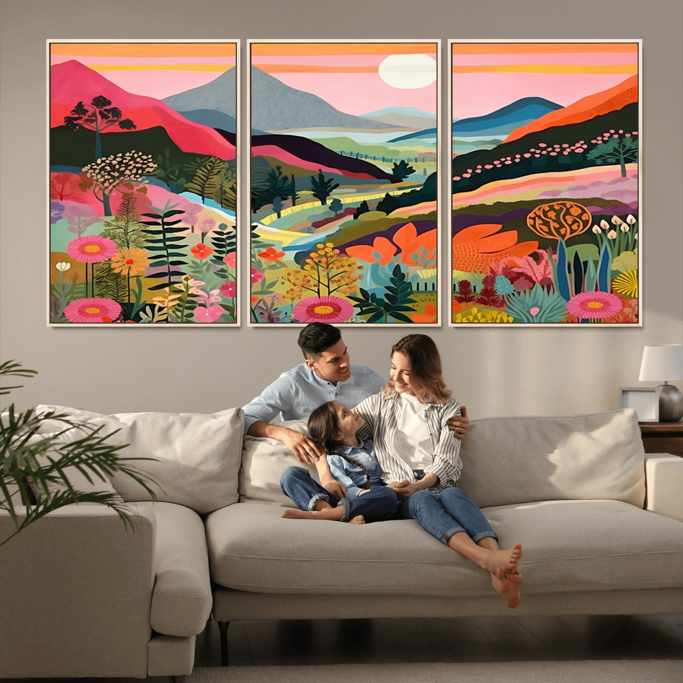 61376-MGV-CV-36X24-Floral Valley Wall Art – Panoramic Mountain Landscape Canvas Print, Vibrant Nature Decor for Living Room, Office, or Bedroom