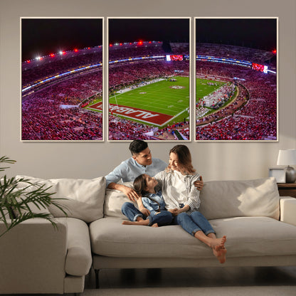 11343-MGV-CV-36X24-Bryant-Denny Stadium Wall Art – Panoramic Alabama Crimson Tide Football Field Canvas Print, Game Day Decor for Office, Man Cave or