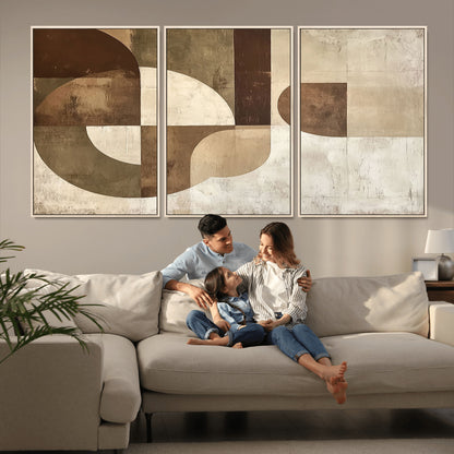 59767-MGV-CV-36X24-Abstract Geometric Shapes Wall Art – Modern Minimalist Canvas Print, Neutral Brown Beige Tan Artwork for Living Room, Bedroom,