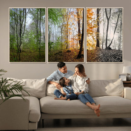 95317-MGV-CV-36X24-Four Seasons Forest Wall Art – Panoramic Nature Canvas Print Showing Spring, Summer, Autumn and Winter Landscape for Living Room,