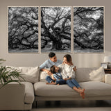 132944706-MGV-CV-36X24-Ancient Tree Wall Art – Black and White Photography Canvas Print Featuring Majestic Twisting Branches, Rustic Nature Artwork for
