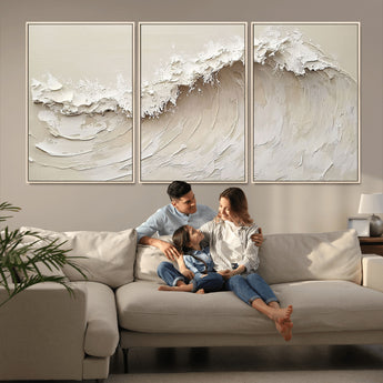 45175-MGV-CV-36X24-Textured Wave Wall Art Canvas Print, Framed Minimal Seascape Art Picture Print, Elegant Wave Perfect Modern Coastal Decor Artwork