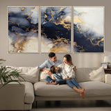 41136487-MGV-CV-36X24-Black Marble Wall Art Canvas Print, Framed Gold Veins Art Picture Print, Abstract Texture Perfect Moody Luxe Decor Artwork