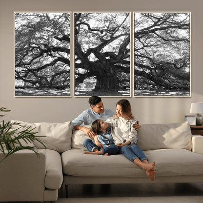 81655611-MGV-CV-36X24-Ancient Oak Wall Art Canvas Print, Framed Twisted Branches Art Picture Print, Gnarled Tree Perfect Moody Nature Decor Artwork