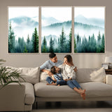 16716676-MGV-CV-36X24-Pine Forest Wall Art Canvas Print, Framed Misty Mountains Art Picture Print, Foggy Trees Perfect Moody Forest Decor Artwork