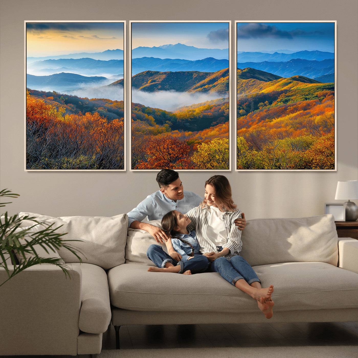 86772247-MGV-CV-36X24-Autumn Mountains Wall Art Canvas Print, Framed Fall Foliage Art Picture Print, Vibrant Hills Perfect Vibrant Nature Decor Artwork