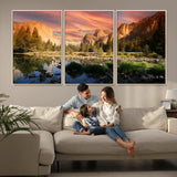 31199457-MGV-CV-36X24-Yosemite Valley Wall Art Canvas Print, Framed El Capitan Art Picture Print, Sunset Sky Perfect Vibrant Western Decor Artwork