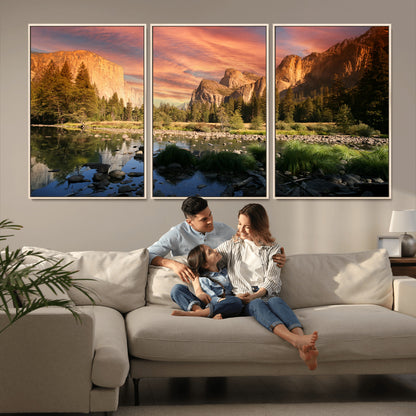 31199457-MGV-CV-36X24-Yosemite Valley Wall Art Canvas Print, Framed El Capitan Art Picture Print, Sunset Sky Perfect Vibrant Western Decor Artwork