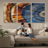 96890915-MGV-CV-36X24-Abstract Tree Ring Wall Art – Rustic Nature Canvas Print with Wood Grain Texture, Modern Earth Tone Artwork for Office, Living